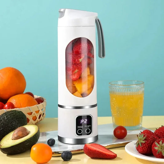 10 Blades Portable Fruit Juicer 450ml Capacity 3 Gears USB Rechargeable Blender Ice Crusher for Shakes and Smoothies Juicer Cup