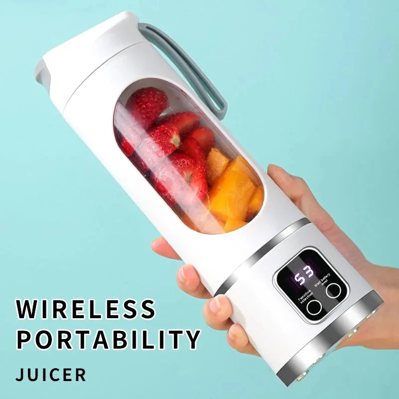 10 Blades Portable Fruit Juicer 450ml Capacity 3 Gears USB Rechargeable Blender Ice Crusher for Shakes and Smoothies Juicer Cup