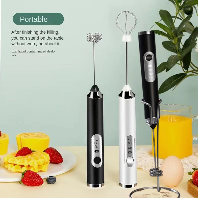 Egg Beater Wireless Electric Milk Fother Whisk USB Rechargeable Handheld Coffee Blender Milk Shaker Mixer Foamer Food Blender